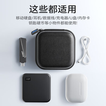 忆捷耳机收纳包适用于2230磁吸硬盘读卡器收纳包数据线U盘手机耳机便携式防震便携式小巧保护套