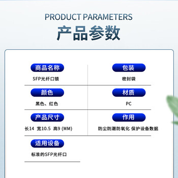 恒瑞斯通SFP光纤口锁防尘塞网络端口可拆卸封口锁保护数据防泄密光口锁 黑色10个锁+1把钥匙