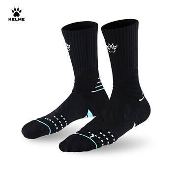 卡尔美（KELME）成人篮球袜训练比赛加厚包裹透气耐磨防滑中筒袜子 黑色 L(39-44)