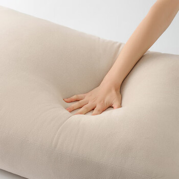 MUJI可多种用途的柔软靠垫 床头靠枕 长方型/50*80*14cm/浅米色