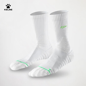 卡尔美（KELME）篮球袜男专业实战长筒袜青少年夏季运动跑步袜子 白蓝色 L