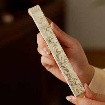 漢墨 黄铜彩印镇尺 镇纸书法创意压纸关山积雪文镇2支礼盒装 文房四宝压尺铜器摆件