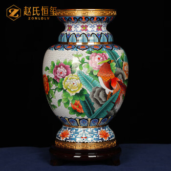 老北京珐琅彩景泰蓝花瓶摆件供台金属铜掐丝龙凤牡丹花手工工艺品-Taobao Singapore