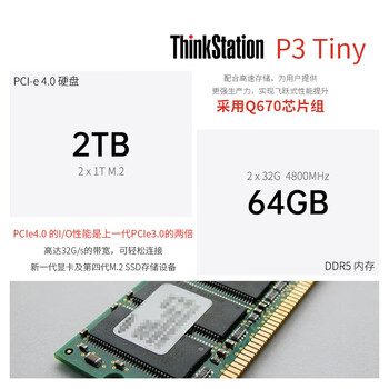联想（ThinkStation）P3Tiny迷你工作站设计渲染建模电脑主机14代酷睿（i7-14700/32G/1T固态/T400-4G）