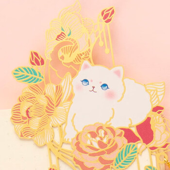 奉旨故宫文创 宫猫花影-十二花神故宫猫书签 黄铜金属创意 学生生日毕业礼物 十一月月季单支装 奉旨故宫文创 宫猫花影-十二花神故宫猫书签 黄铜金属创意 学生生日毕业礼物 十一月月季单支装