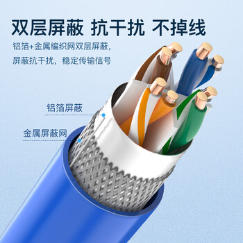 秋叶原(CHOSEAL)六类双屏蔽网线【商用版】抗干扰千兆纯铜线芯 工程家装布线箱线蓝色305米 QS2605BT305 秋叶原(CHOSEAL)六类双屏蔽网线【商用版】抗干扰千兆纯铜线芯 工程家装布线箱线蓝色305米 QS2605BT305