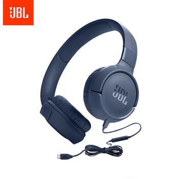 JBLTUNE520C 全新升级 Type-C接口头戴式有线耳机 高保真Hi-Res认证 线控带麦低音音乐耳机 蓝色