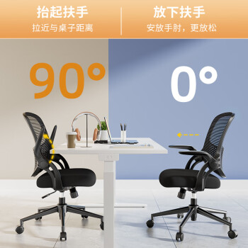 恒林水母椅人体工学椅家用电脑椅办公椅学习椅书房椅子可升降黑框黑布