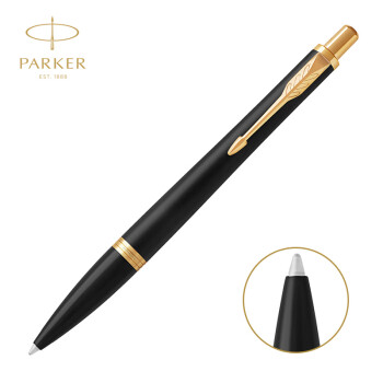 派克（PARKER） 新品都市原子笔油性笔芯签字笔学生练字 都市磨砂黑杆金夹原子笔