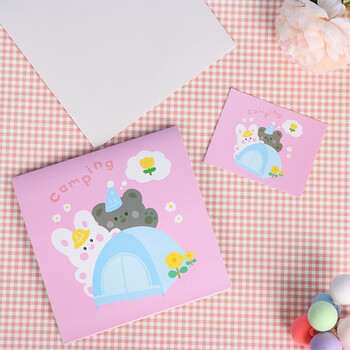 TaTanice生日贺卡 立体生日蛋糕贺卡明信片送老师表白卡片心愿卡节日留言卡 立体粉色帐篷小熊