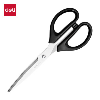 得力(deli)180mm办公生活家用剪刀 中号剪子手工剪纸刀 办公用品 黑色 1把 6009