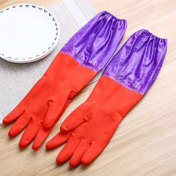 久丽 加长加绒橡胶皮手套 清洁手套 10副装