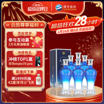 6本セット 洋河特曲酒 500mlx6本 42度 中国白酒 飲料・酒