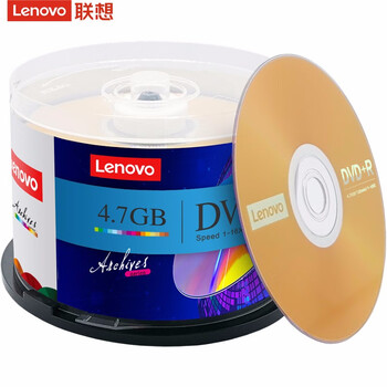 联想（Lenovo）光驱刻录盘 DVD+R 光盘 16速4.7GB 办公系列空白光驱刻录盘 桶装50片