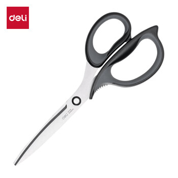 得力(deli)210mm人机造型办公剪刀 手工剪纸刀 大号生活家用剪子 黑色77760