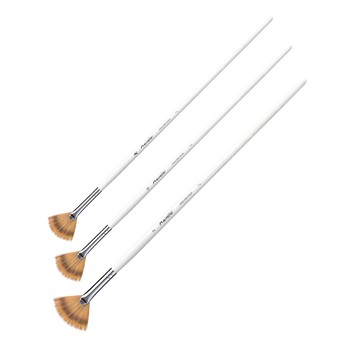 马蒂尼扇形笔油画丙烯水彩水粉通用尼龙毛长杆白色画笔776系列3支装