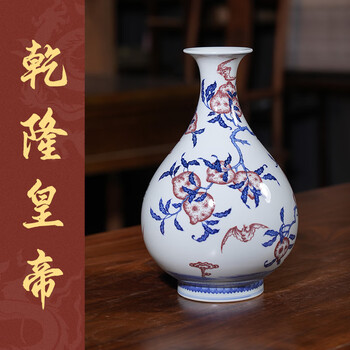 中国 余海犮作 景徳鎮製款 粉彩 漢詩花鳥文 玉