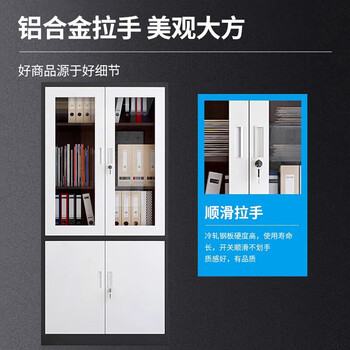 中伟（ZHONGWEI）钢制资料柜办公室储物柜书柜对开门蓝白拼色通双节文件柜