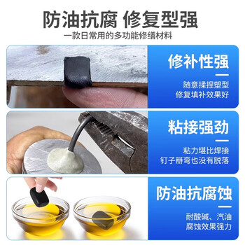 银背泥铁胶AB胶 强力修补铁泥塑型胶水管补漏铸工胶粘金属铁强力胶 黑色200g