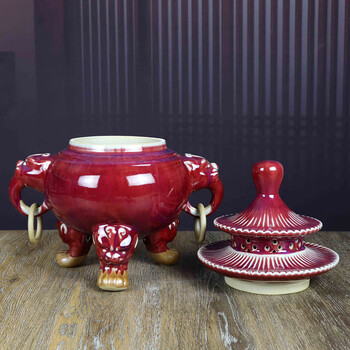 磁器宋代鈞磁器香炉 钧窑三足炉- 京东