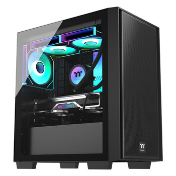 Thermaltake（Tt）启航者F4 黑色 Mini小机箱水冷电脑主机（支持MATX主板/钢化玻璃侧透/铁网面板/支持背线）
