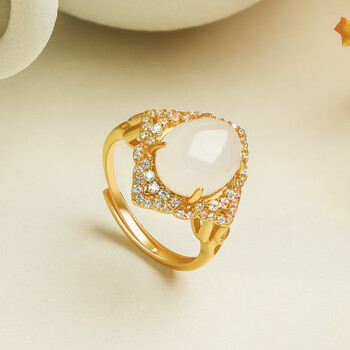 和田玉蛋面戒指价格报价行情- 京东