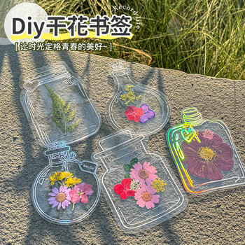 天色干花书签压花材料包创意手工制作毕业纪念礼物小学生男女孩植物标本缤纷花语系列粉色19朵TS-6134