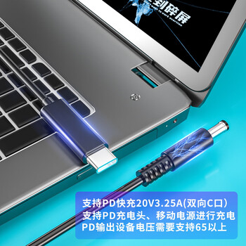 Delippo PD诱骗线Type-C转小口4.5*3.0MM适用戴尔笔记本xps13 9360 7460 7472 燃7000电脑充电器线65W