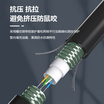 BYNET比洋在线 BYN-GYXTW-4B1.3 GYXTW中心管式室外架空单模光缆 铠装4芯室外光纤线  100米 可定制长度