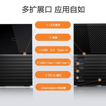 西部数据（WD）44TB 移动硬盘 USB3.0 桌面存储 My Book Duo 3.5英寸大容量 机械硬盘 外接台式企业级RAID存储