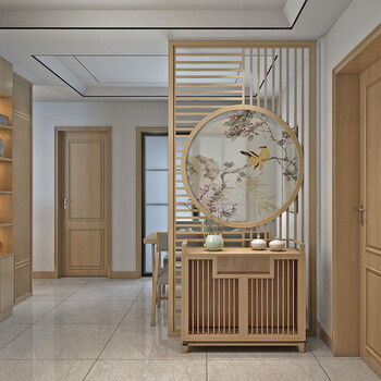 隔断客厅装饰简约现代新中式玄关镂空墙卧室餐厅小户型花鸟屏风 柜子