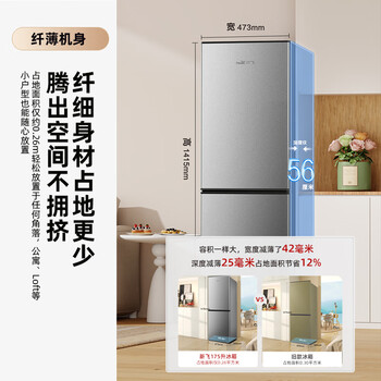 新飞175L两门 小型家用租房节能低音冰箱BCD-175K2CT