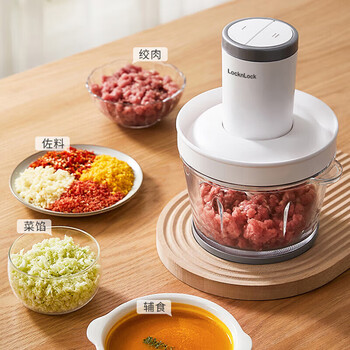 乐扣乐扣（locknlock）家用绞肉机1.8L碎肉机绞馅机多功能搅拌料理机打肉机EJM3165WHT