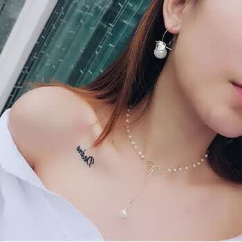 blez轻奢ov蝴蝶结项链时尚脖子珍珠颈链女项圈韩国短款锁骨链颈带个性