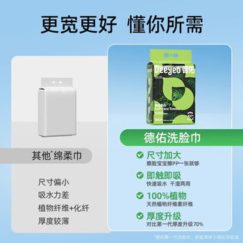 德佑 悬挂洗脸巾A版160片 吸水性强亲肤易抽取绵柔巾新旧随机发