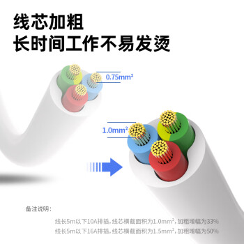 得力（deli） 新国标安全插座/插排/插线板/接线板/排插/拖线板 总控开关 儿童保护门 6位5米 18257