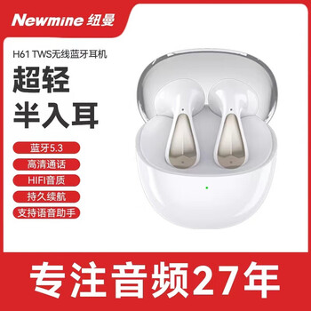 纽曼（Newmine） H61 TWS无线蓝牙音乐耳机半入耳运动耳机持久续航HIFI音质太空仓耳机 黑色