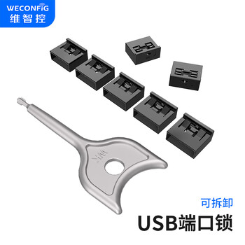 维智控企业usb端口数据 usb安全锁 usb锁 封口塞 usb安全塞 usb防尘塞 黑色（10个装+1把工具） 可拆卸 1-3C