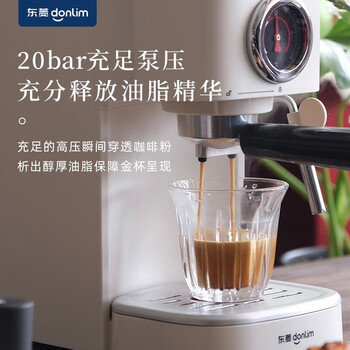 东菱（Donlim）咖啡机复古意式温度可视全半自动家用蒸汽打奶泡机小型咖啡萃取器DL-6400 DL-6400珍珠白