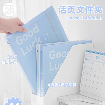 三年二班 4个装Goodluck文件袋学生桌面透明文件袋试卷收纳小学生科目袋资料档案袋文件袋-混色4个装