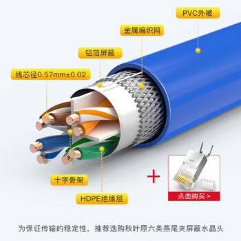 秋叶原(CHOSEAL)六类双屏蔽网线【商用版】抗干扰千兆纯铜线芯 工程家装布线箱线蓝色305米 QS2605BT305 秋叶原(CHOSEAL)六类双屏蔽网线【商用版】抗干扰千兆纯铜线芯 工程家装布线箱线蓝色305米 QS2605BT305