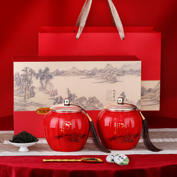 盛茗世家 茶叶特级大红袍武夷山岩茶乌龙茶寿眉老白茶 陶瓷瓶礼盒装330g