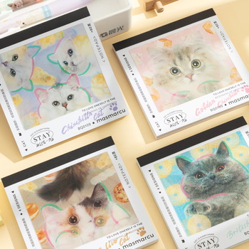 MASMARCU晨光文具晨光全是喵方形便签本可爱猫咪高颜值学生用记事本光栅封面随身小本子手账60页随机BQ0109