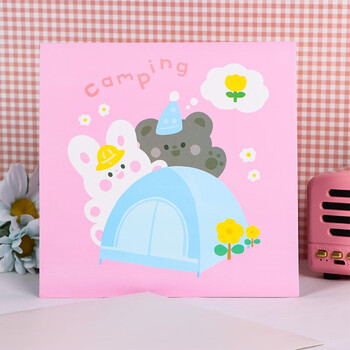 TaTanice生日贺卡 立体生日蛋糕贺卡明信片送老师表白卡片心愿卡节日留言卡 立体粉色帐篷小熊