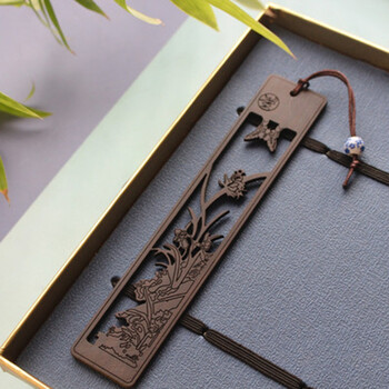 兰衍木质书签国风中式书签梅兰竹菊古典创意书签木制书签简装兰花1套