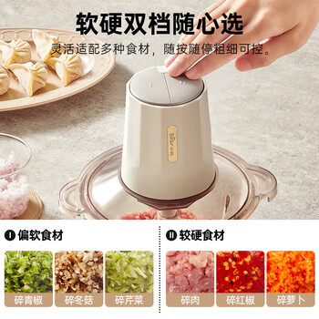 小熊绞肉机家用电动多功能料理搅拌打肉馅蒜蓉机 绞肉切碎机 QSJ-E03B2【双刀配置】短轴速绞 1.8L