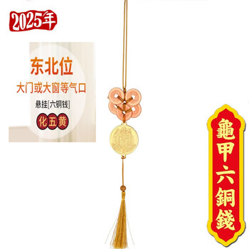 妙如意李居明2026马年铜钱吉祥物六铜钱八铜钱解五黄二黑家居挂饰车挂件 五黄六铜钱-2026年