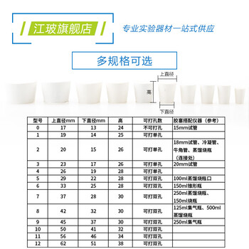 江玻 橡胶塞实验室密封塞 白胶塞试管塞  实心堵头堵孔 橡皮塞子 橡胶塞14-19mm【1#】次日达 10只装