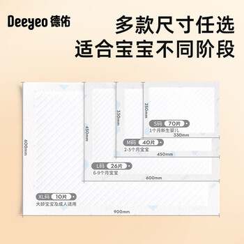DEEYEO云朵企鹅婴儿一次性隔尿垫护理垫 XL码（10片/包600*900mm）