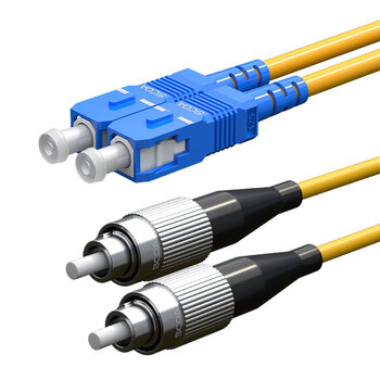 数康（SCOA）电信级光纤跳线SC-FC(UPC) 0.5米 单模双芯OS2大方头转圆头跳纤 光纤线 尾纤S-2SC-FC-S0.5